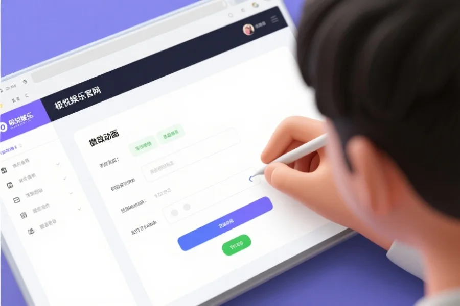 用户在极悦娱乐官网界面填写表单,按钮微动画反馈,界面明亮,细节清晰,体验友好